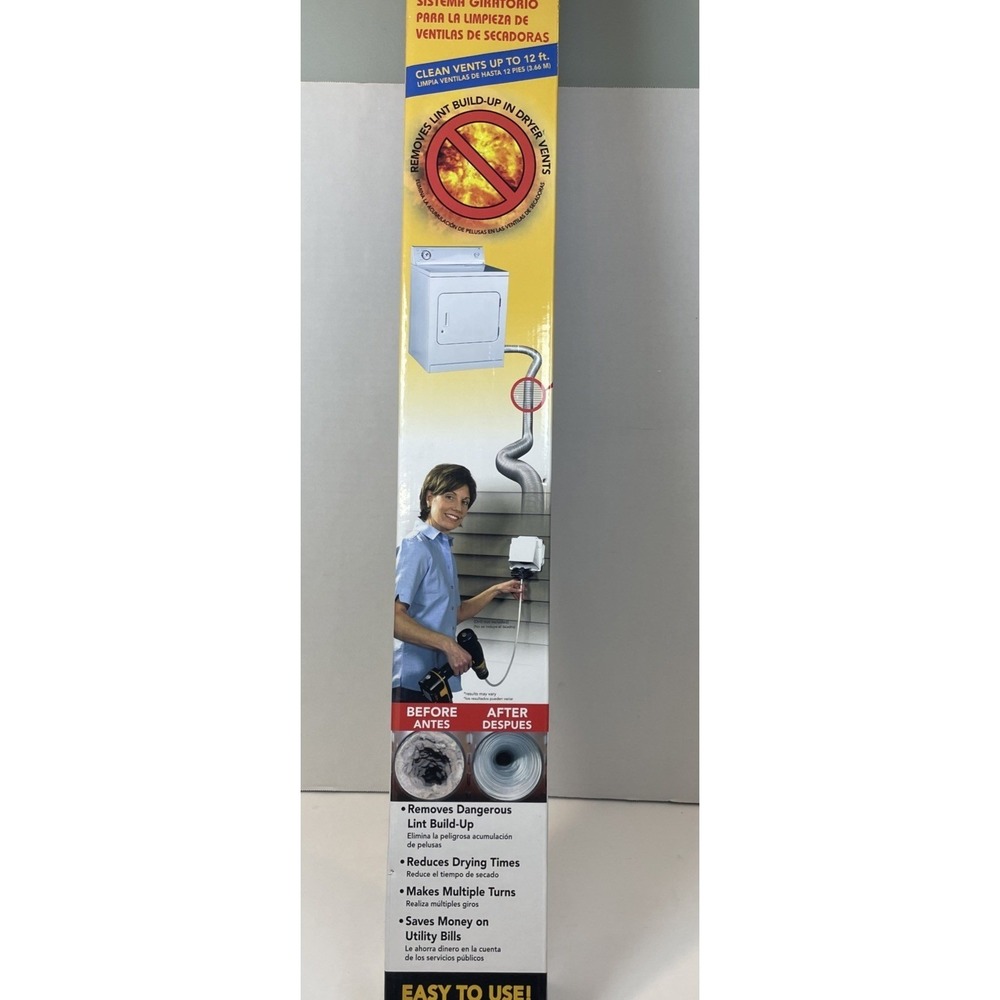 LintEater Dryer Vent Cleaning System Unisex 12ft‎ Yellow Rotary Cleaning Kit New